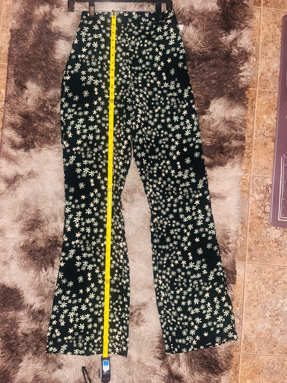 Ladies Floral Print Black Wide-Leg Pants
